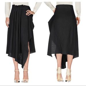 Isabel Benenato Asymmetric Linen Midi Skirt